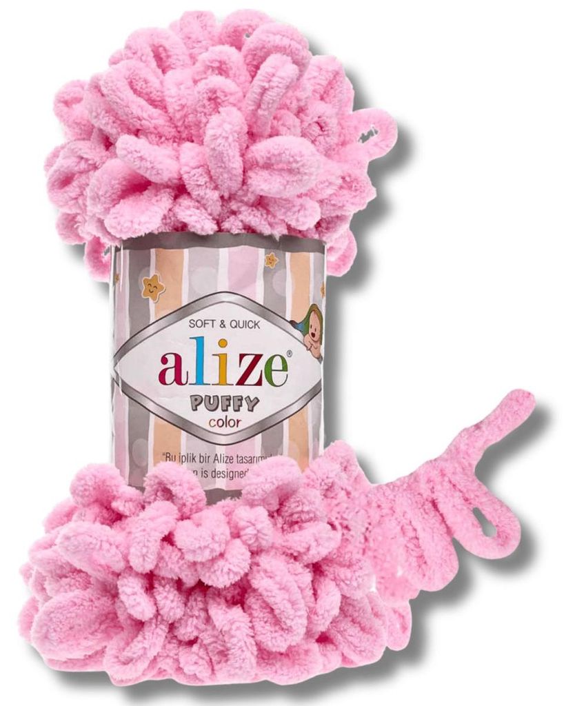 Alize 1x 100g Puffy Wolle, Uni, Häkeln, Stricken (Pink - 185)