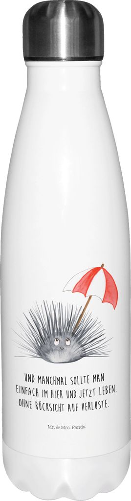 Mr. & Mrs. Panda Thermosflasche Seeigel - Weiß - Geschenk, Thermos, Selbstliebe, thermobehälter, Urlaub, trinkflaschen, Achtsamkeit, Leben, Hier ...