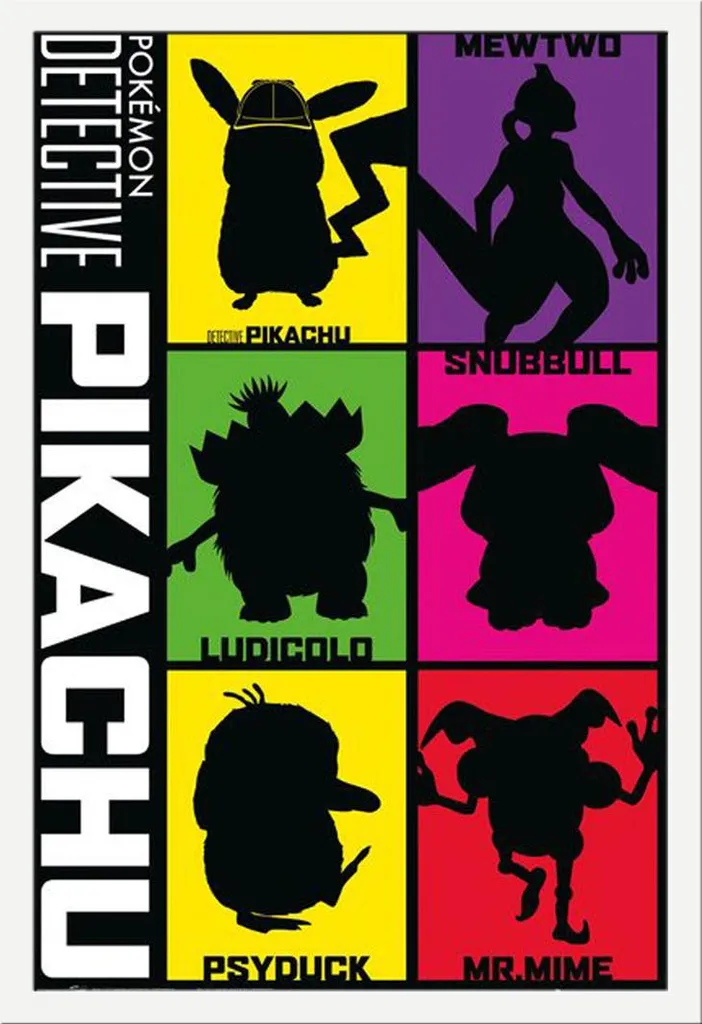 Poster Pokémon Détective Pikachu avec Cadre Amovible Shinsuke Maxi MDF