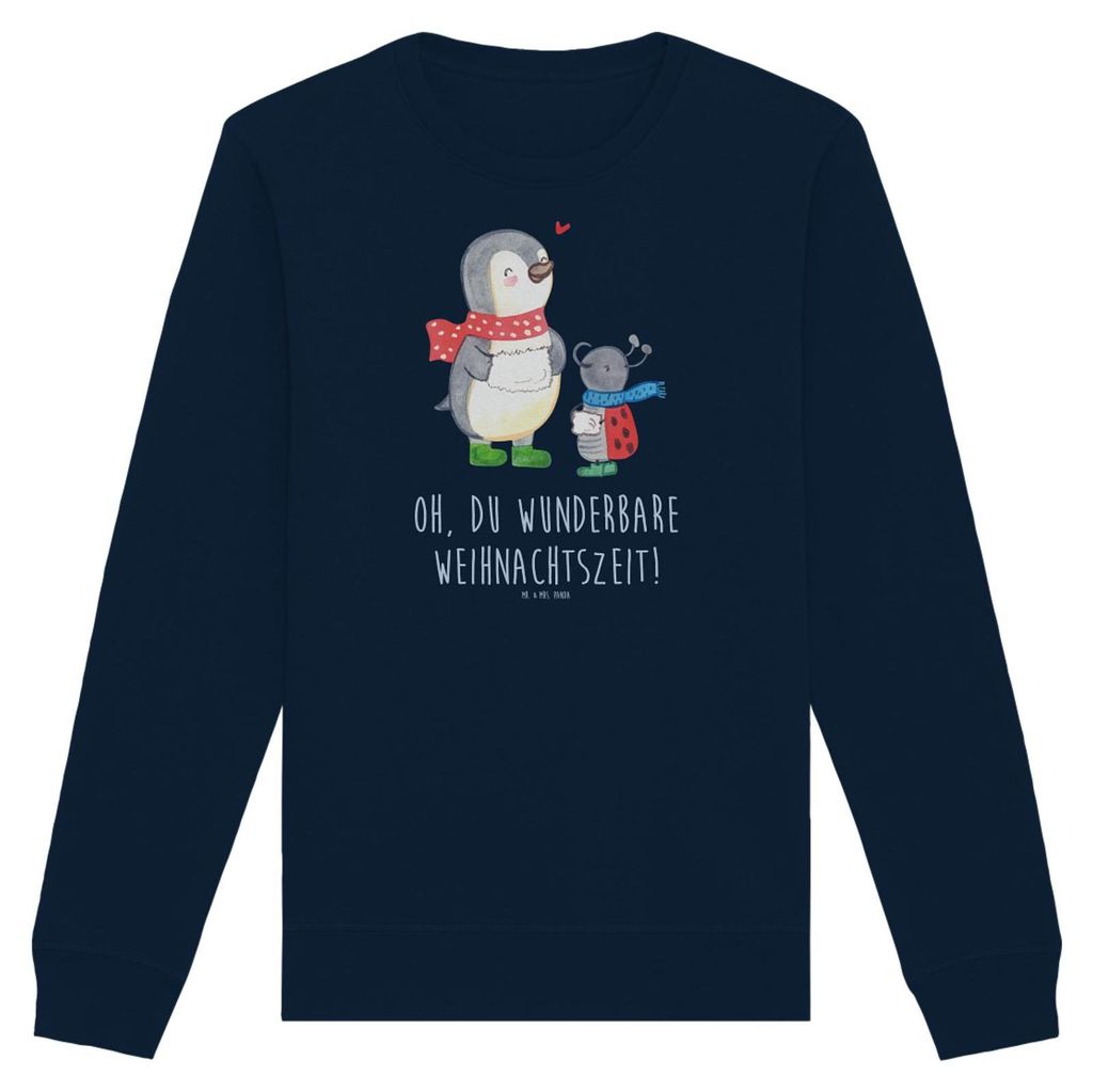 Mr. & Mrs. Panda Organic Pullover Smörle Winterzeit Größe L - French Navy - Geschenk, Rundhals, Sweater, Weihnachten Grüße, Pulli, Weihnachtsz...