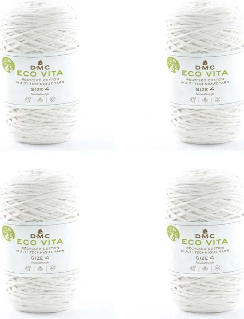 Fil Coton Écoresponsable DMC Eco Vita-4 4mm 80% Coton Recyclé - 4 Unités