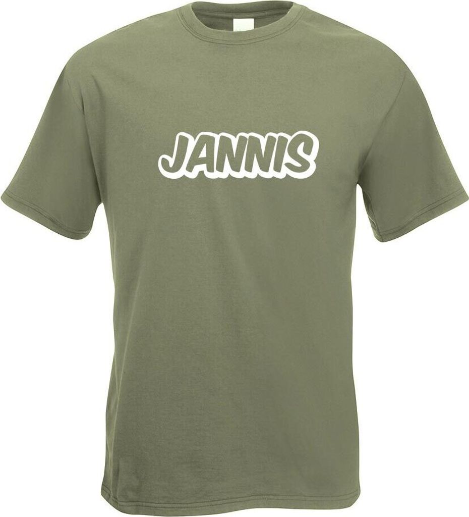 Kiwistar - T-Shirt - Olive - Jannis Vorname Jungen Motiv Bedruckt Funshirt Design Print - mit Motiv Bedruckt - Funshirt Design - Sport - Freizeit -...