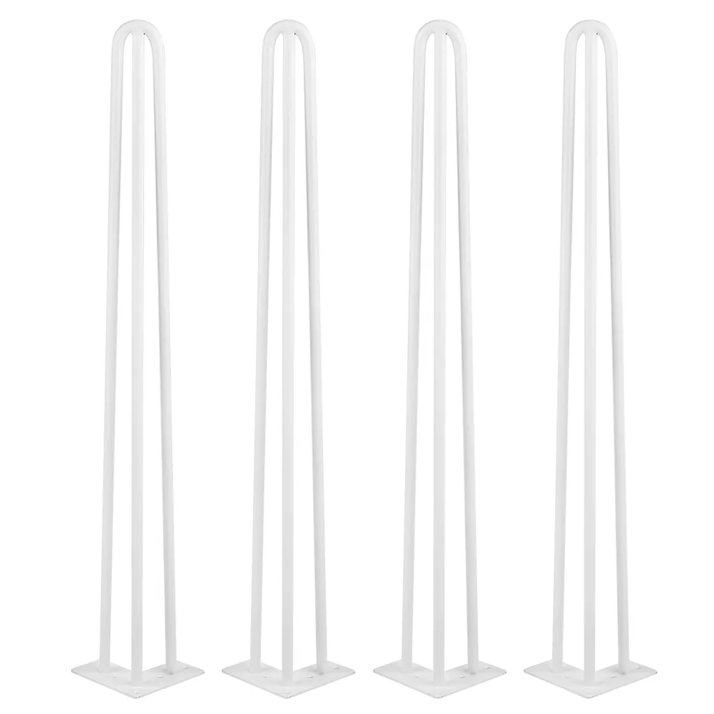 Set de 4 Pieds de Table Hairpin Leg en Métal Blanc 71cm pour Bureau