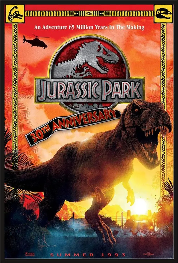 Cadre avec Poster Jurassic Park 30 ans - Affiche Cinéma avec Cadre Noir