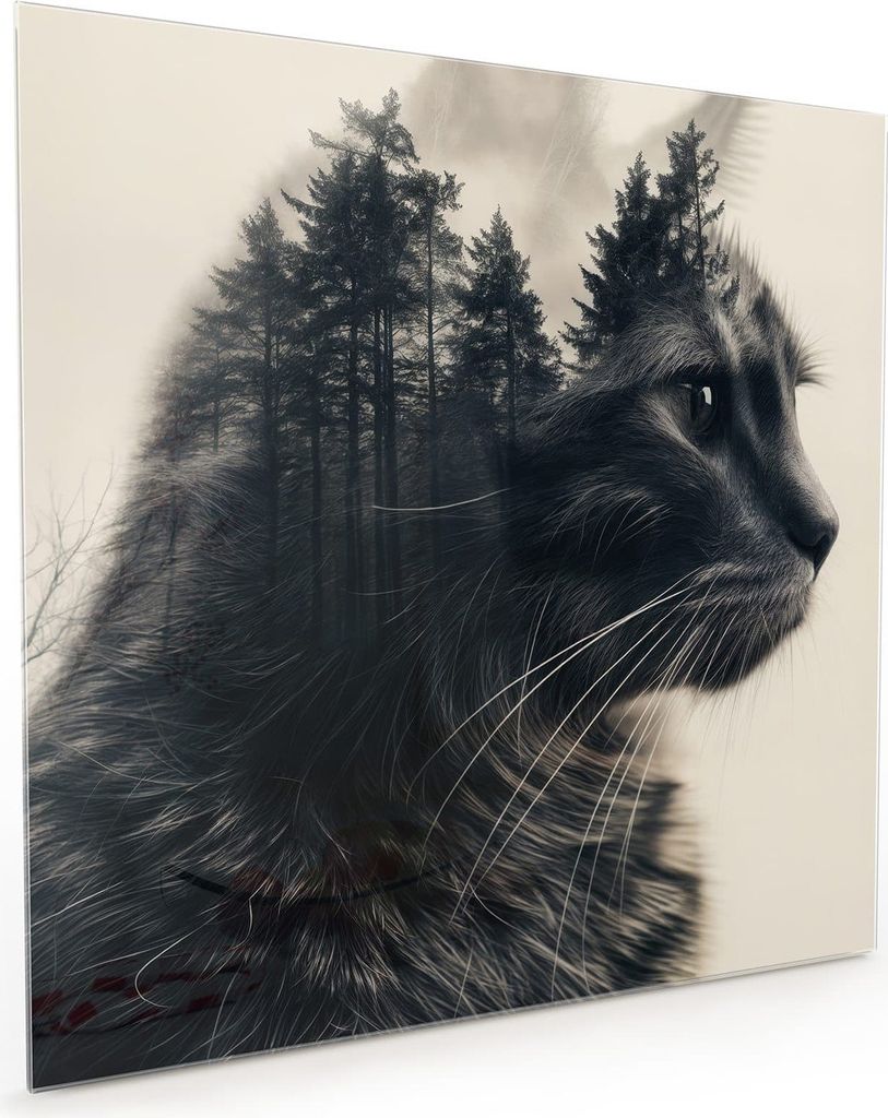 Küchenrückwand Spritzschutz Glas mit Motiv Waldkatze 40 x 40 cm