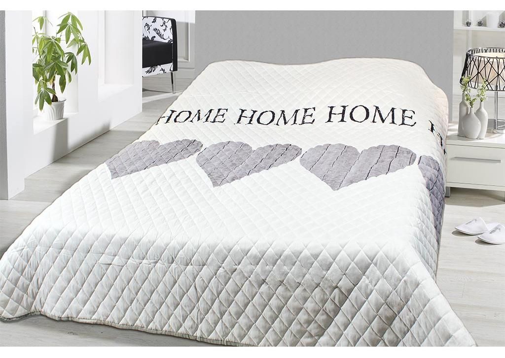 Bettüberwurf Tagesdecke 220x240 cm Home Weiß Grau Herzen Produktbild 