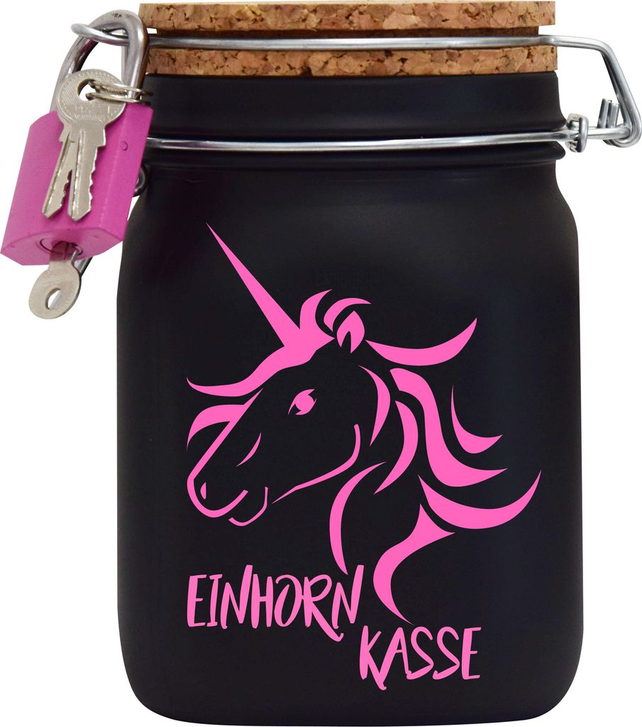 Spardose Geld Geschenk Ideen Einhorn Kasse Schwarz Größe L 1 Liter