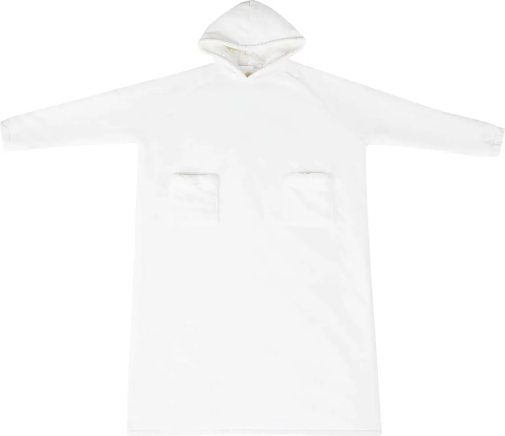 vidaXL Couverture-Hoodie Blanc L en Toison et Flanelle Douceur Premium