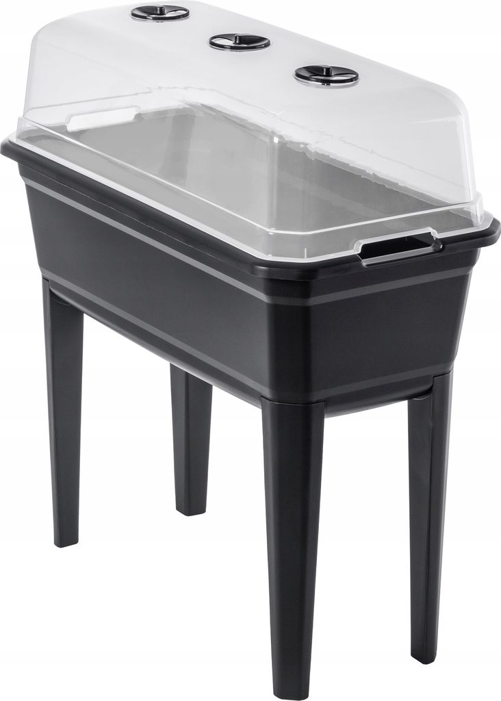 KADAX Gewächshaus auf Beinen "Nemea", aus Kunststoff, Kräuterbeet, Anzuchttopf mit Abdeckung, 75 cm, 42L