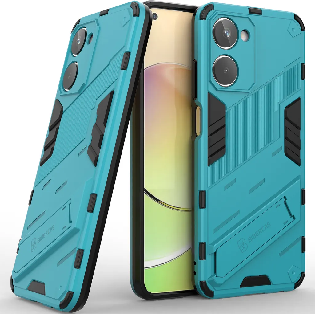 Cover Realme 10 4G Antiurto - Custodia Armor Blu con Cavalletto Stand