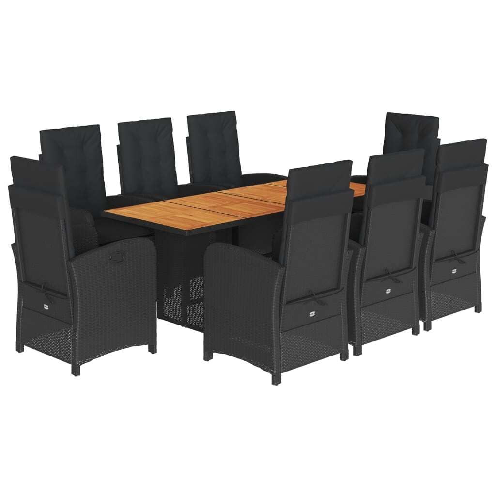 "2026 MODERNE" 9-tlg. Garten-Essgruppe - elegantes Design - Sitzgruppe/Gartenmöbel-Set - mit Kissen Schwarz Poly Rattan - Terassenmöbel NeuMöbel...