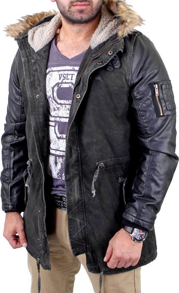 Redbridge Mantel Herren Material-Mix Biker Jacke RB-41461 Khaki XL