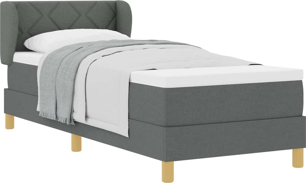 Boxspringbett mit Matratze Dunkelgrau 80 x 200 cm Stoff