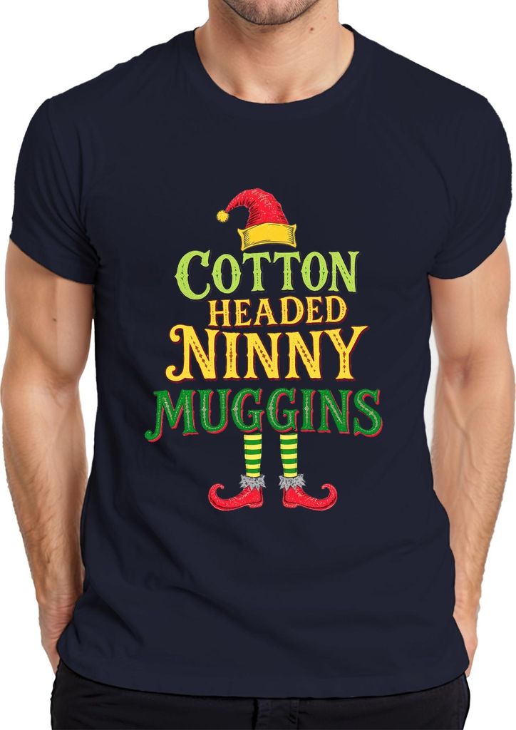 Baumwolle headed ninny muggins Weihnachtself Buddy der elf Weihnachten Herren T-Shirt, Navy, M
