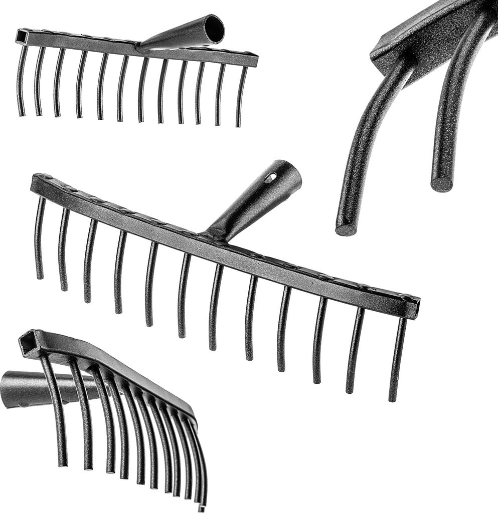 KADAX Gartenrechen aus Stahl, Steinrechen, Gartenharke ohne Stiel, Robuster Rechenkopf (Rechteckig 12 Zinken)