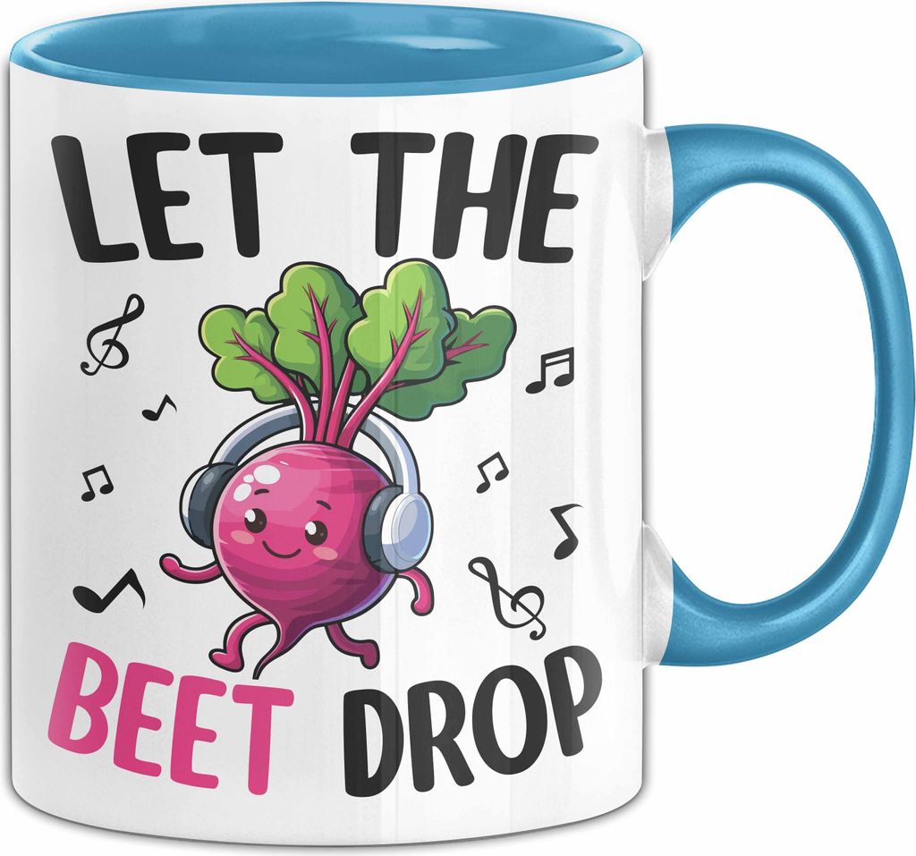 Veganer Let The Beet Drop Gemüse Tasse Geschenk Veganer Kaffee-Becher (Blau)