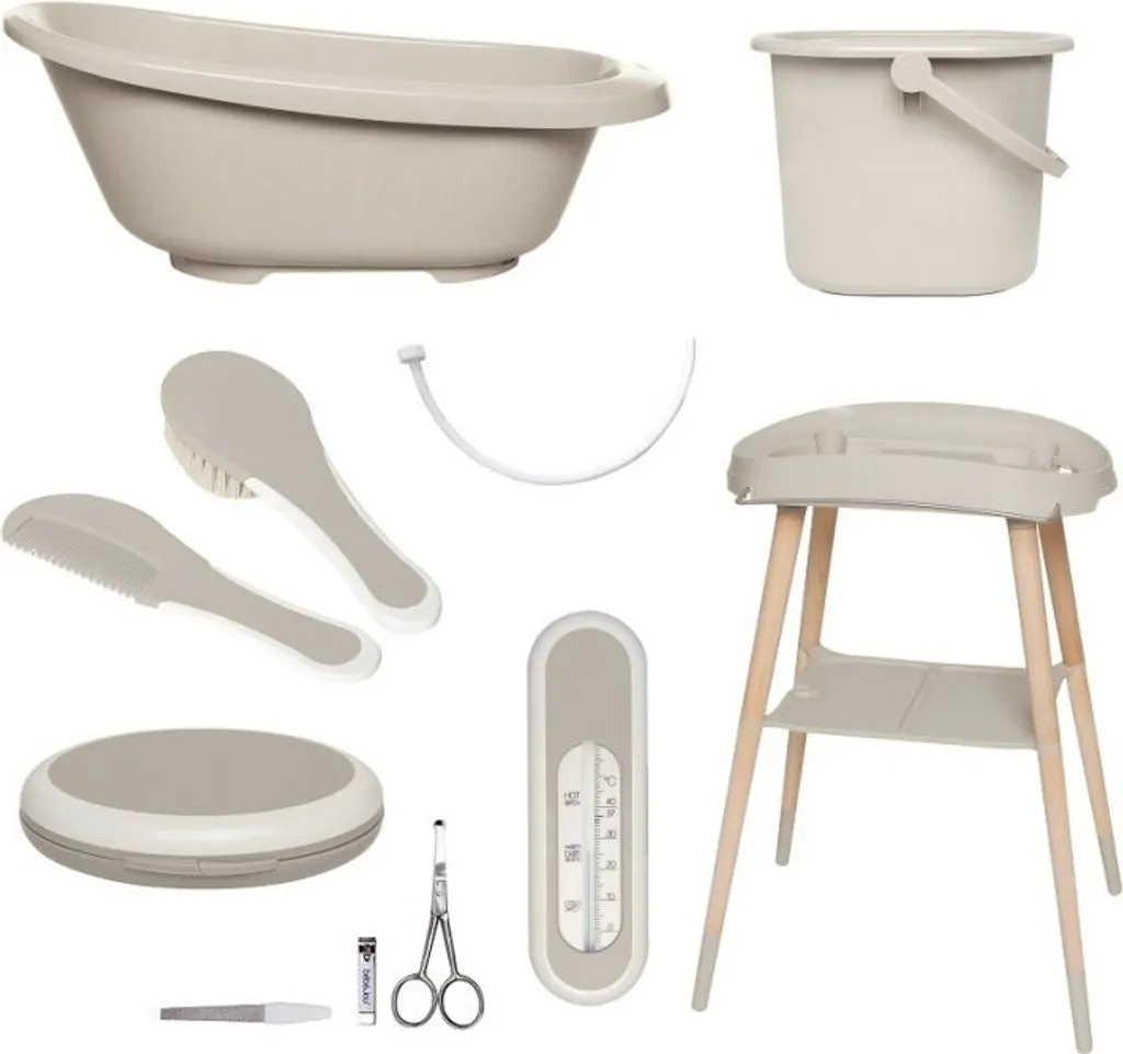 Baignoire Bébé-jou Sense 7 pièces Taupe - Design ergonomique innovant