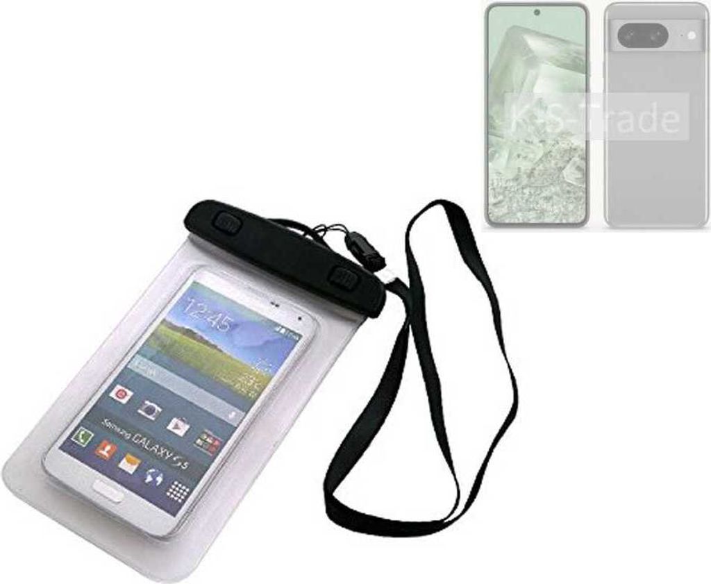 K-S-Trade Schutz Hülle Handy Hülle Kompatibel mit Google Pixel 8a Beach Bag wasserdicht 16cm x 10cm Schutzhülle Staub Sand Flachwasser Beachbag