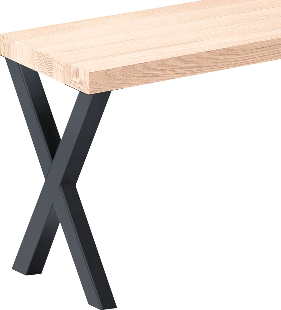 LAMO Manufaktur Sitzbank Esszimmer Holzbank 30x140x47cm, Möbelfüße Design Anthrazit / Roh