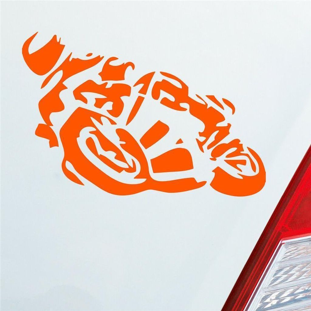 Auto Aufkleber Motorrad Mopped Car PKW 20x13,5 cm Orange Sticker Heckscheibenaufkleber