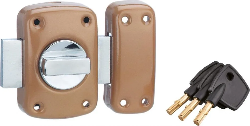 Verrou de porte d'entrée avec bouton intérieur sécurité bronze 7310 SP