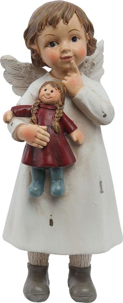 Clayre & Eef Figur Engel 6x5x14 cm Weiß Polyresin Produktbild 