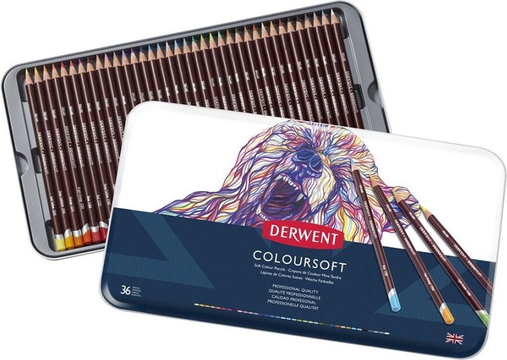 Pastelli artistici DERWENT Coloursoft, 36 pezzi in scatola Immagine del prodotto 