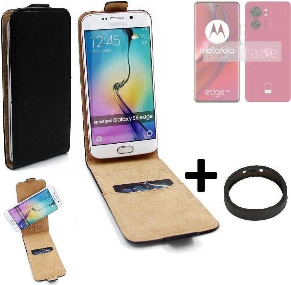 K-S-Trade TOP SET Handyhülle kompatibel mit Motorola Edge 40 360° Flipstyle Schutzhülle Smartphone Tasche schwarz + TPU Bumper, Case Hülle Flip
