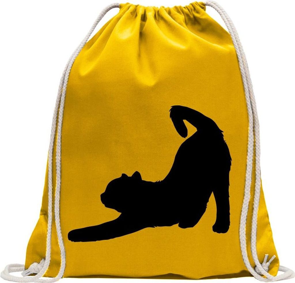 Kiwistar - Turnbeutel - gelb - Hauskatze Haustier - Fun Rucksack Sport Beutel Gymsack Baumwolle mit Ziehgurt