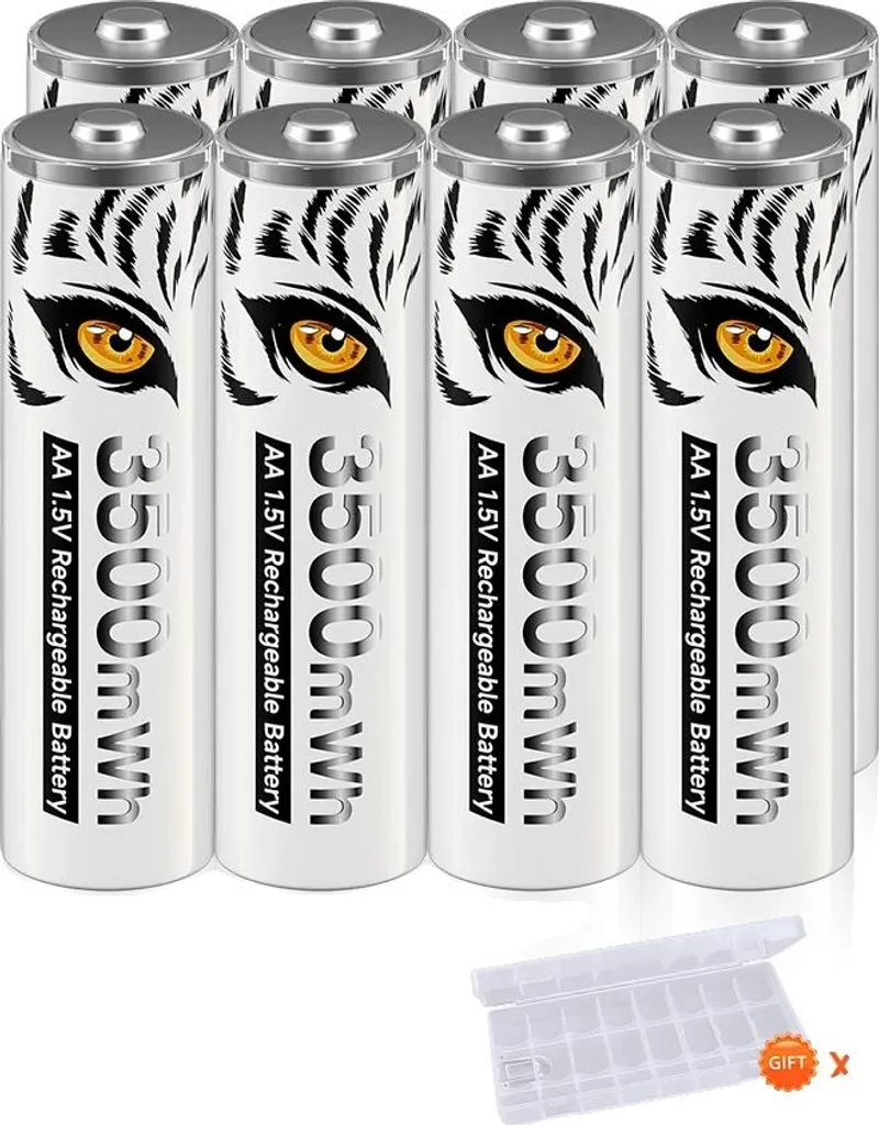 Set 8 Pile Ricaricabili AA/AAA Litio 1.5V per Giocattoli e Casa
