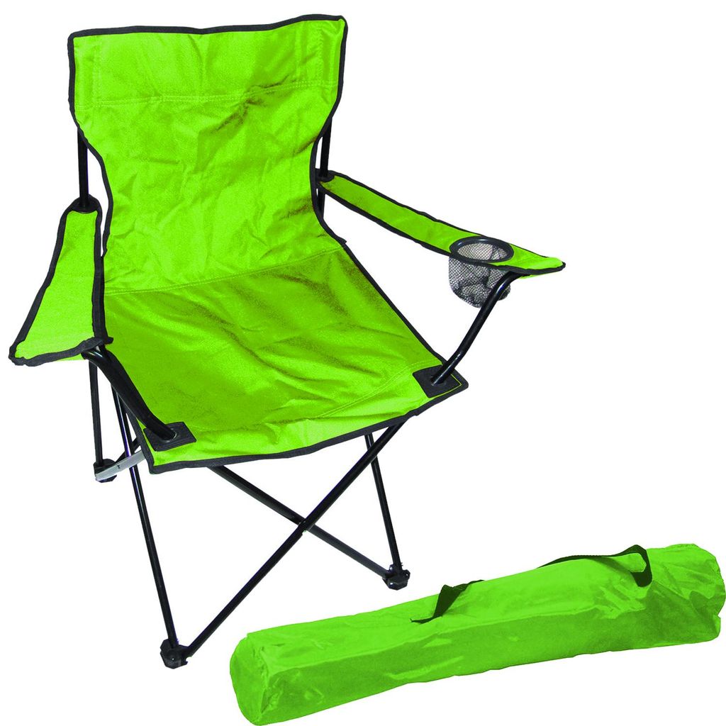 Anglersessel Campingstuhl Regiestuhl inkl. Getränkehalter und Tasche in Limegrün
