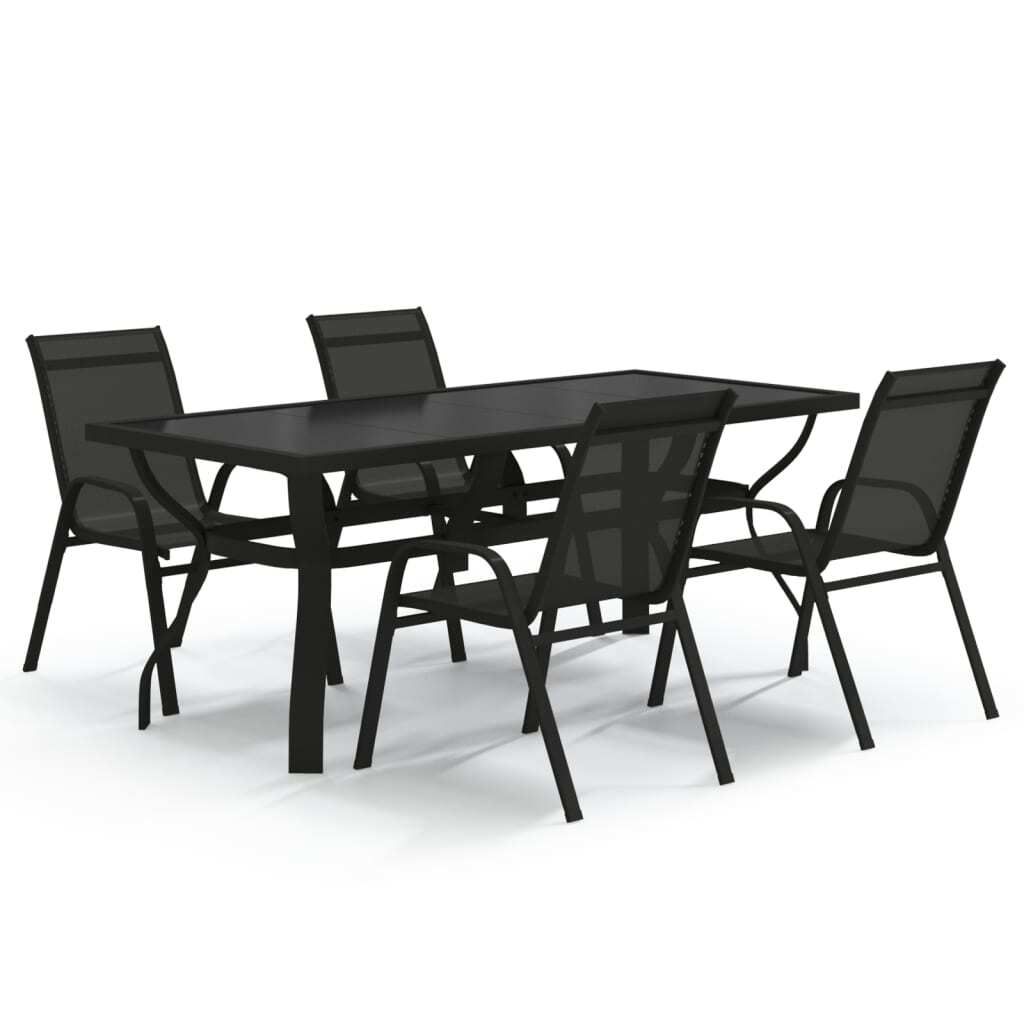 5-tlg. Garten-Essgruppe Schwarz