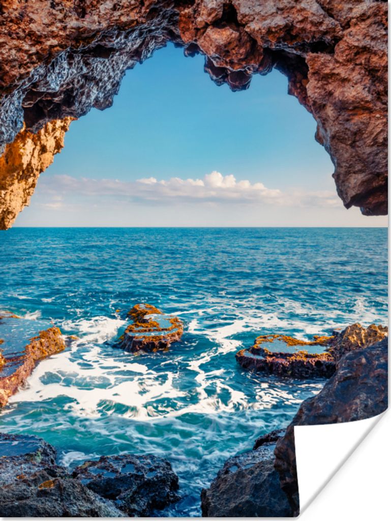 MuchoWow Poster Höhle - Meer - Felsen - Natur 30x40 cm - Wandplakat - Poster Kinderzimmer