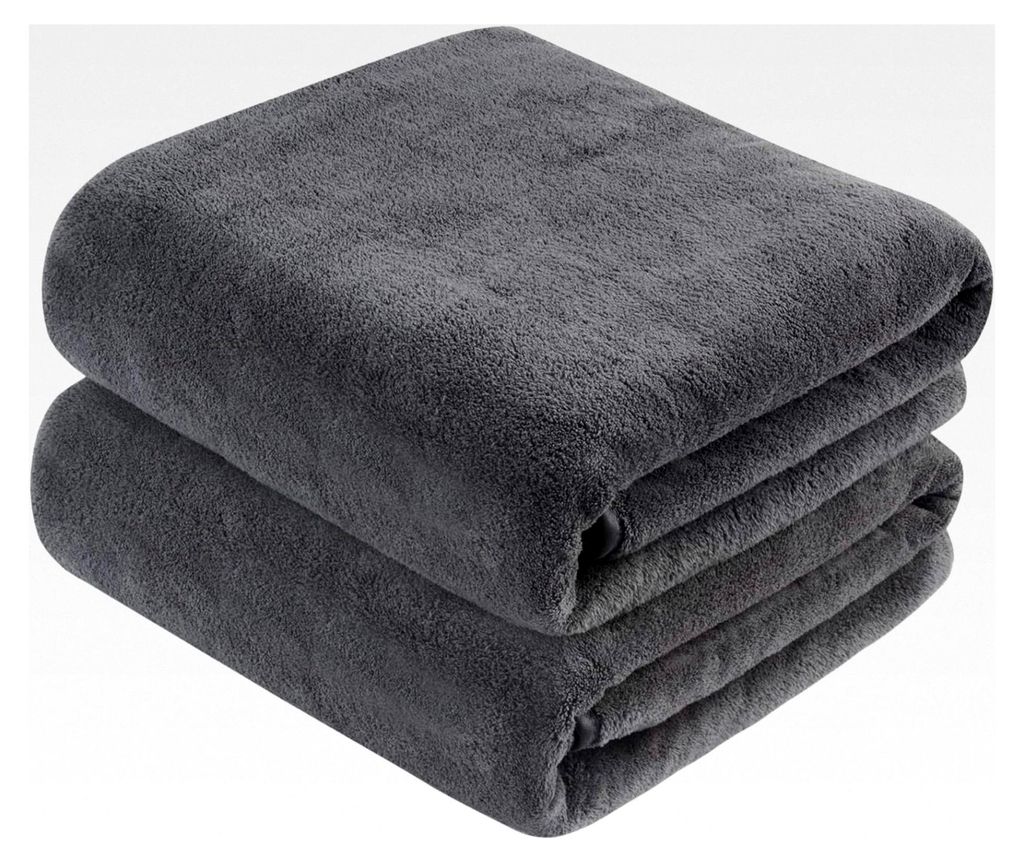 Mikrofaser Badetuch groß XXL 76 cm x 152 cm 2er Pack schnelltrocknend und fusselfrei in Dunkelgrau