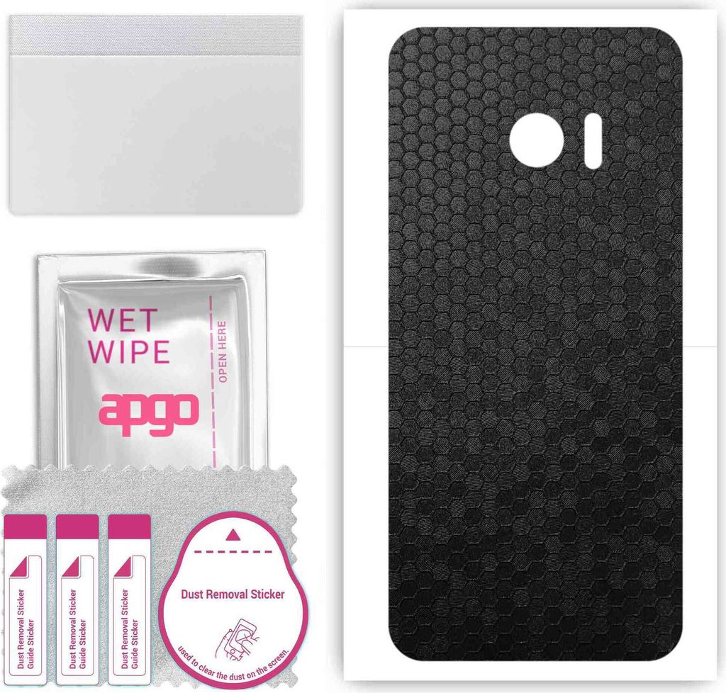 apgo Rückseite Schutzfolie, Skin, kompatibel mit HTC 10, Hinten Displayschutzfolie aus Vinylfolie, kratzfest, einfache Montage - Schwarze Honigwabe