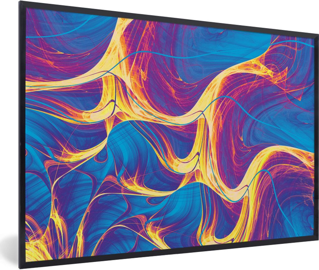 MuchoWow Gerahmtes Poster Kunst - Golf - Psychedelisch 90x60 cm - Poster mit Schwarzem Bilderrahmen Wandposter Rahmen Foto Bilder - Fotorahmen - ...