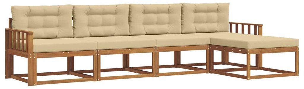 vidaXL Outdoor-Sofagarnitur mit Kissen 5 pcs Natur und Beige
