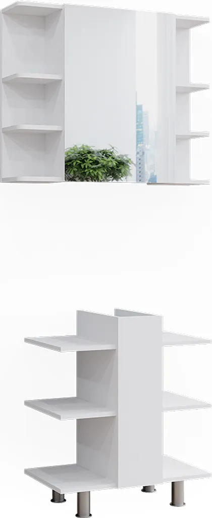Solution rangement salle de bain Vicco Fynn Blanc, set 2 pièces 50010