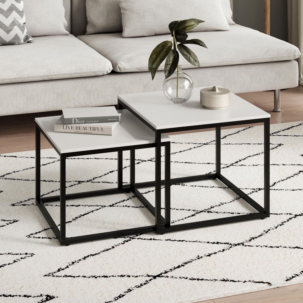 Table basse en bois (lot de 2), Table de salon Moderne, Image du produit 