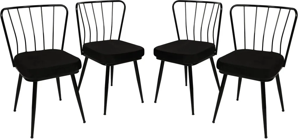 Chaises de Salle à Manger Noires Skye Decor Yıldız 943 - Lot de 4