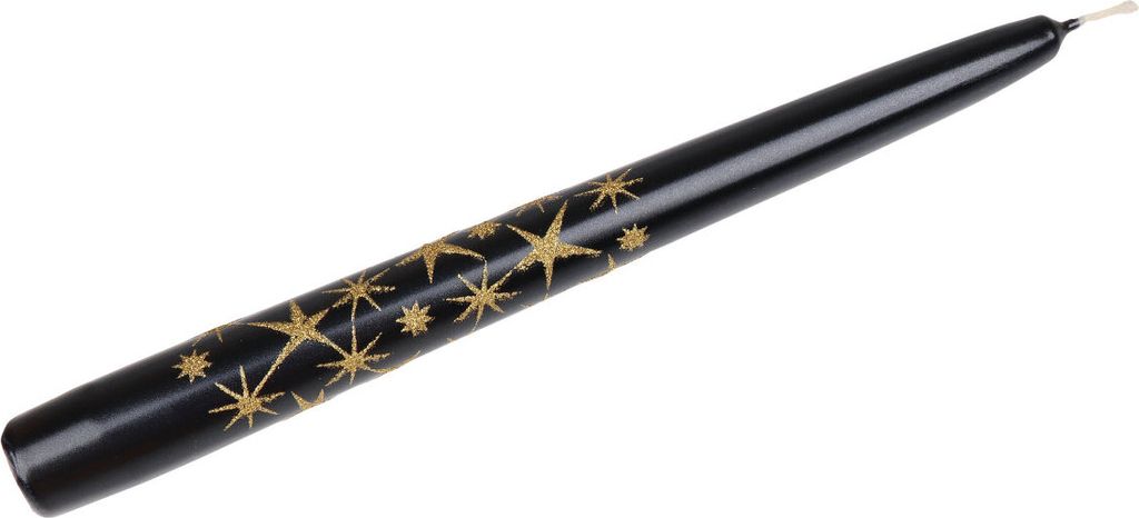 Spitzkerze "Glitzersterne" Schwarz 240/24 mm, Weihnachtskerzen von Steinhart Kerzen in RAL-Kerzen Güte Qualität