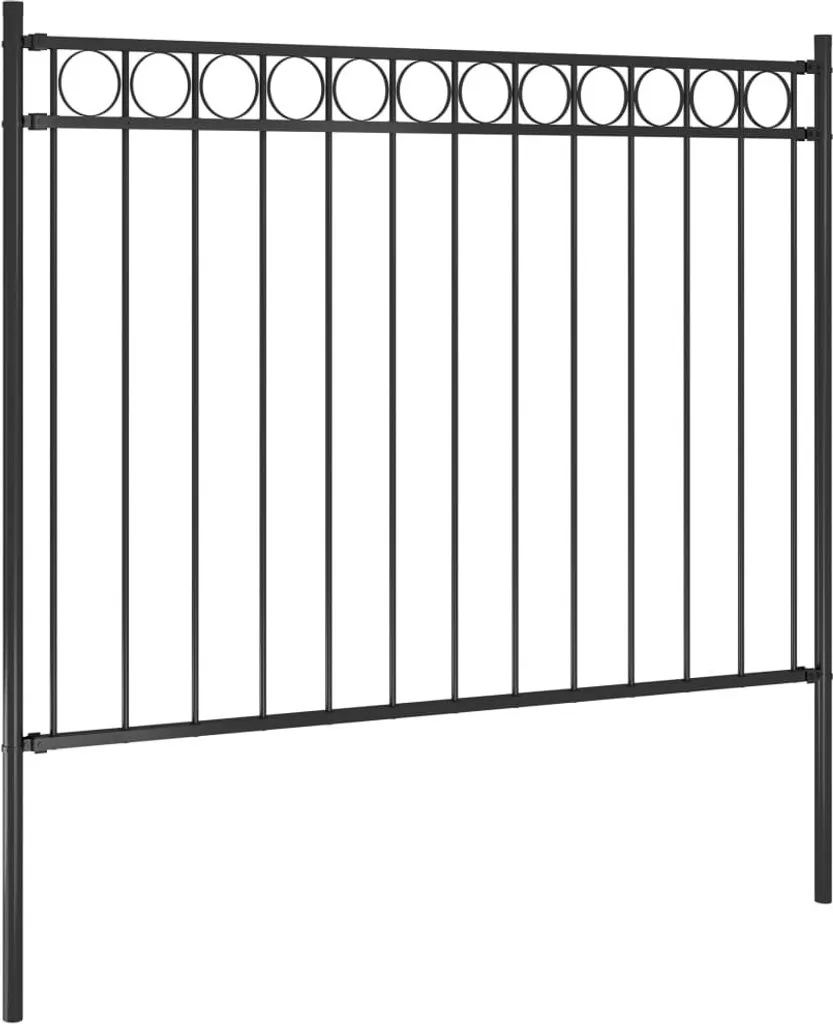 vidaXL Clôture de jardin en acier noir 1,7 x 1,2 m - Barrière robuste