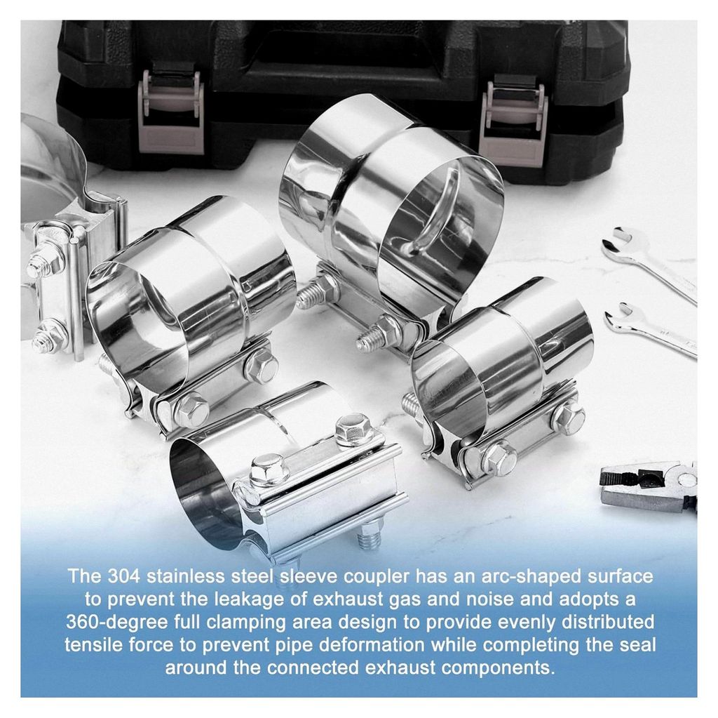 2-1/4" Abgasschelle aus 304 Edelstahl für Stumpfverbindungen mit 2-1/4" Außendurchmesser und 2-1/4" Innendurchmesser