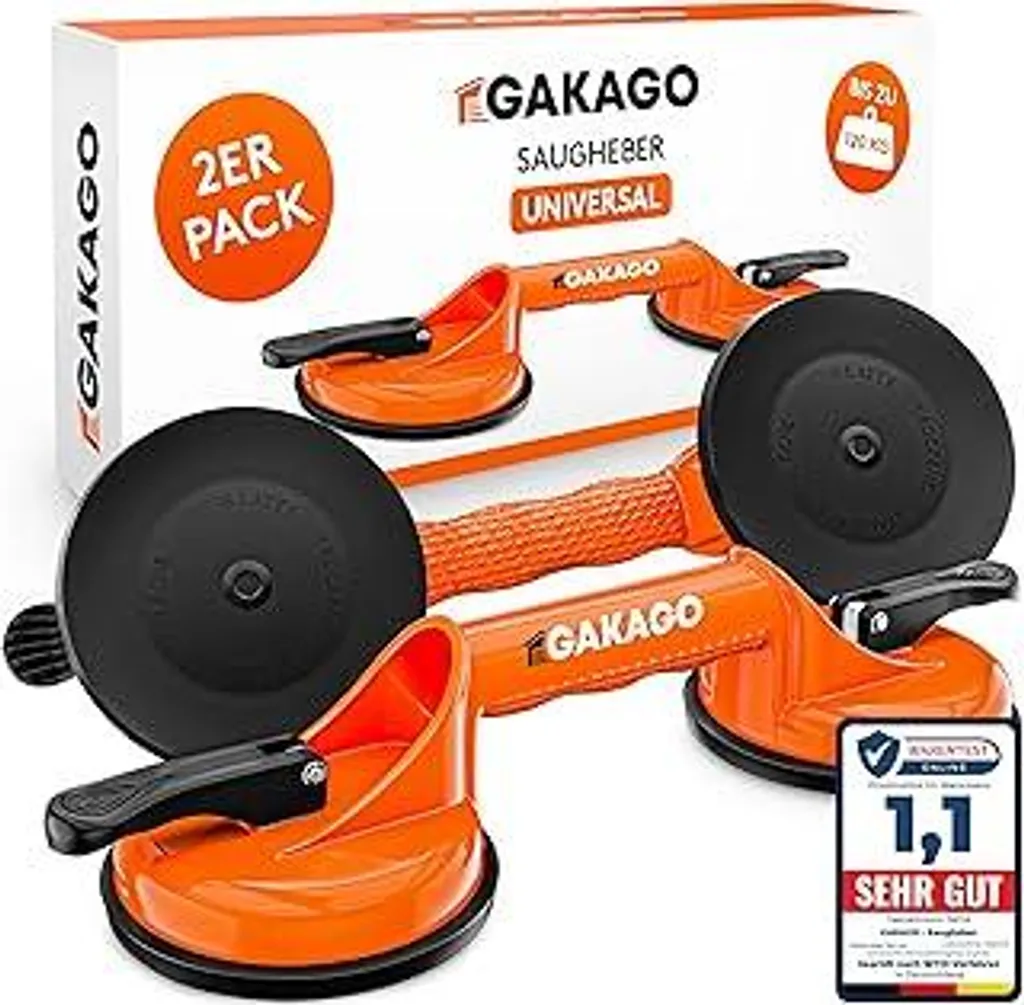 Gakago Ventose per Vetro 120kg - Set 2 Pezzi Professionali in Alluminio