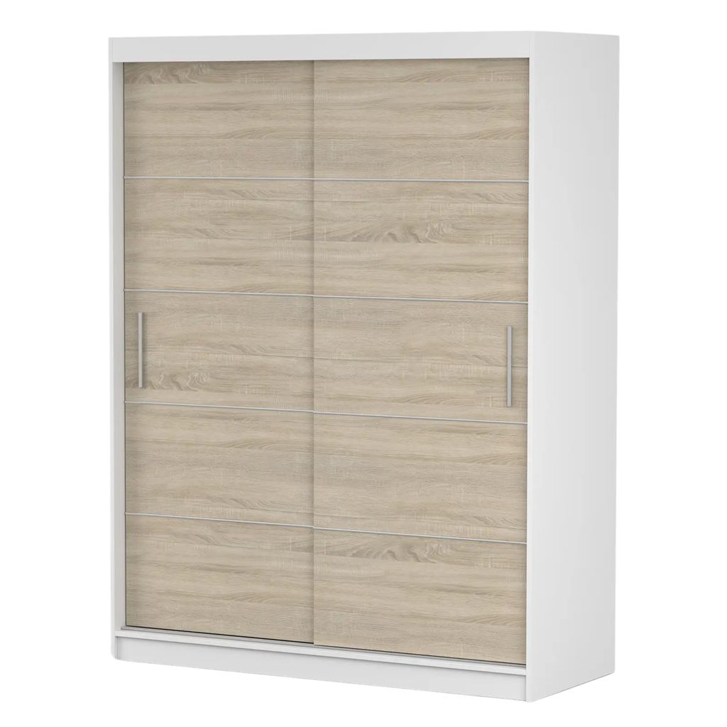 Armoire à portes coulissantes Armoire 150 cm blanc/sonoma Image du produit 
