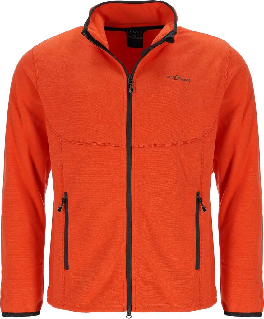 Blue Wave Herren Fleecejacke Marco in Streifenoptik - Jacke mit Stehkragen und Reißverschluss in Orange Größe 4XL