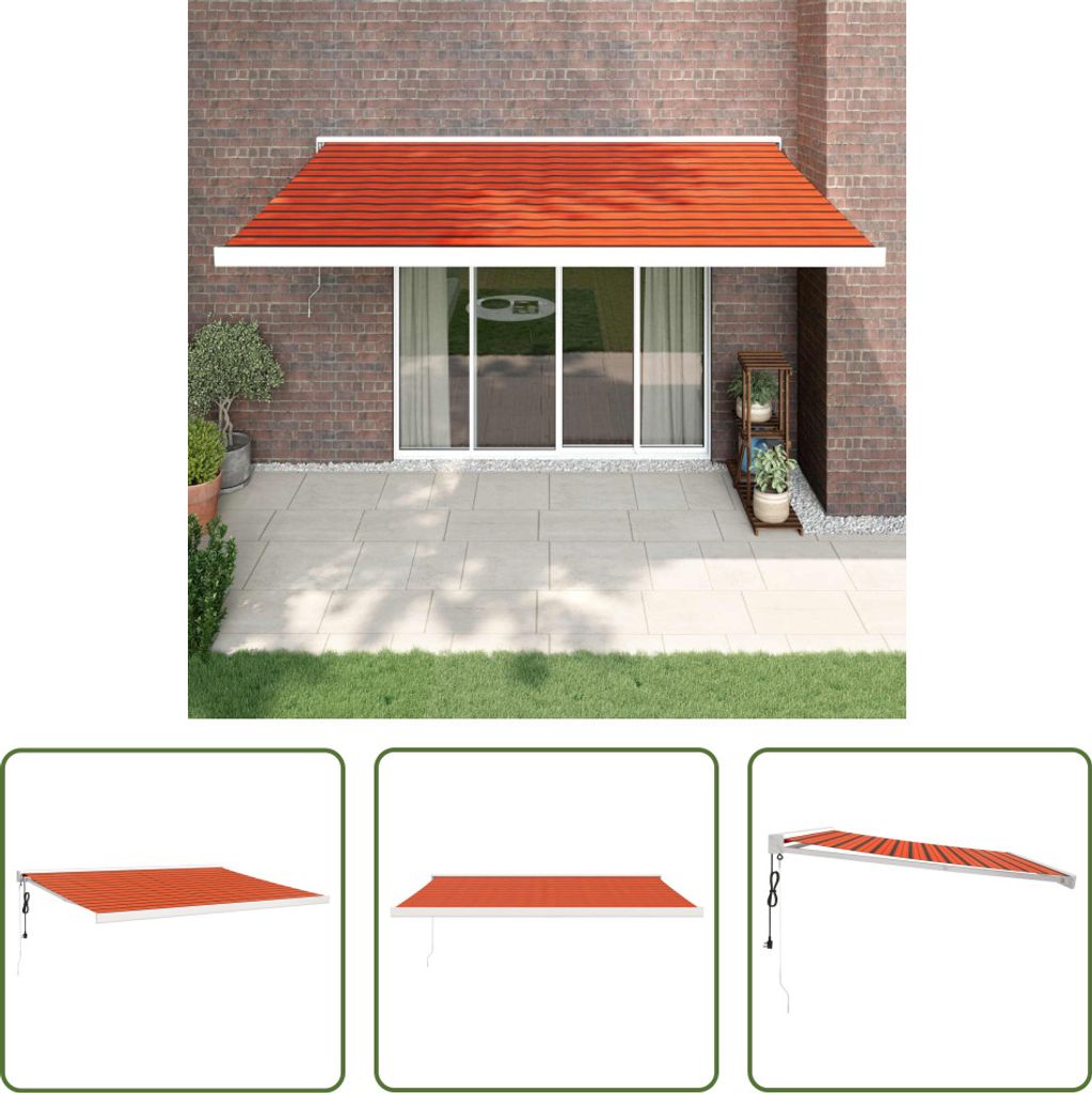 The Living Store Markise Einziehbar Orange und Braun 4,5x3 m Stoff und Aluminium