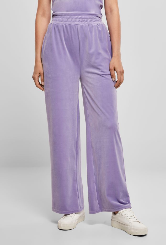 Ladies High Waist Straight Velvet Sweatpants lavender L