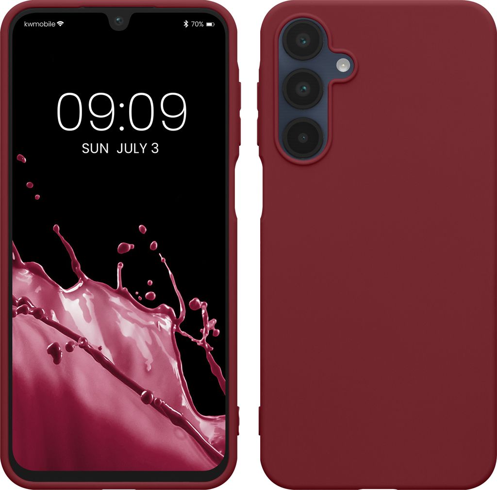 kwmobile Hülle kompatibel mit Samsung Galaxy A16 5G Hülle - weiches TPU Silikon Case - Cover geeignet für kabelloses Laden - Bordeaux Violett