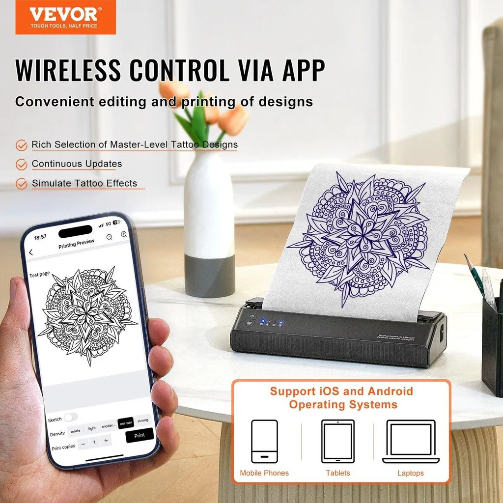 Stampante Portatile Tatuaggi Wireless - App Control per iOS e Android - 2